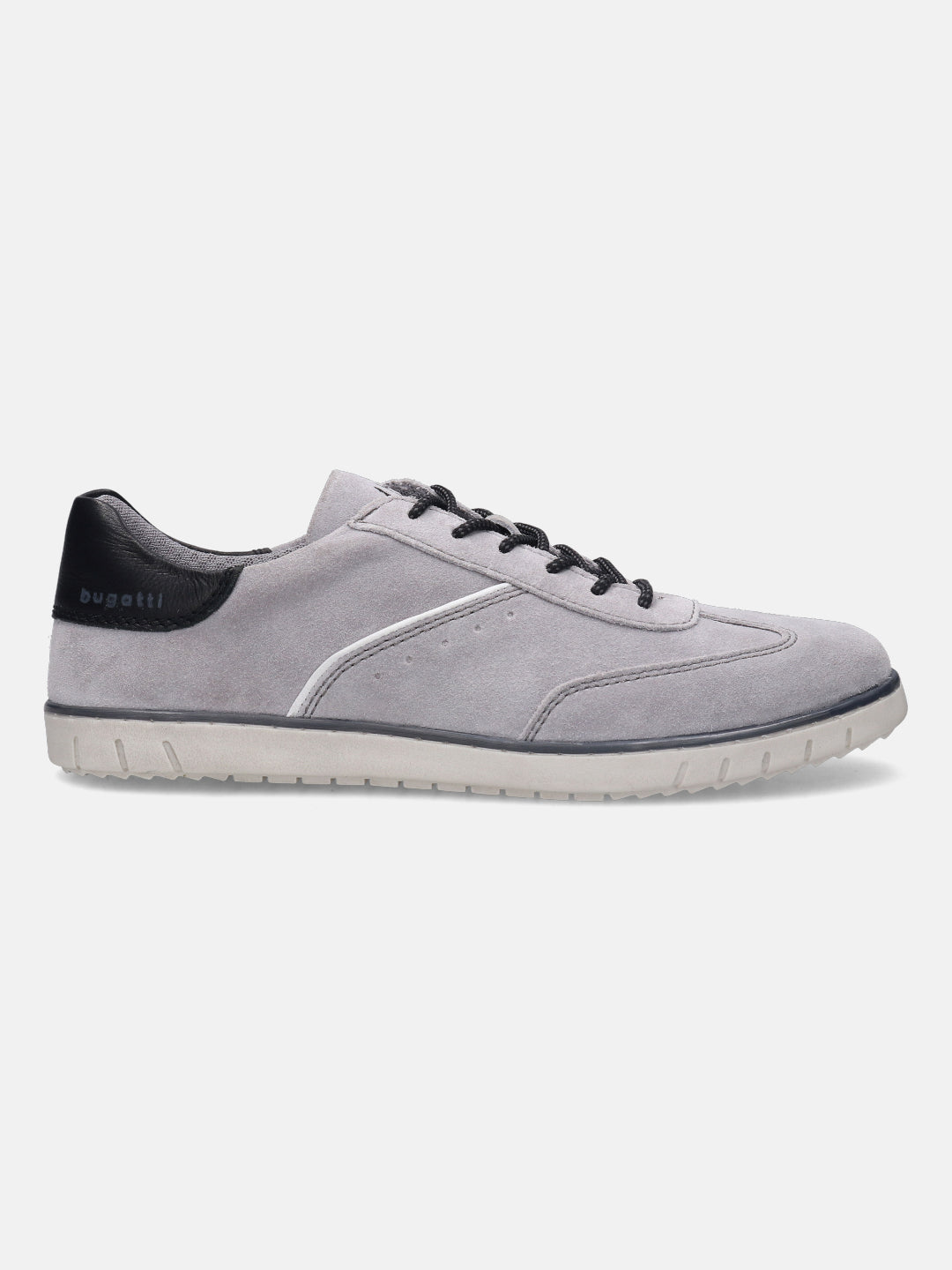 A grey Men's bugatti Sneakers featuring a round plain toe, zero heels heel. Made from suede leather with a durable tpr outsole, this laces design offers both style and comfort.