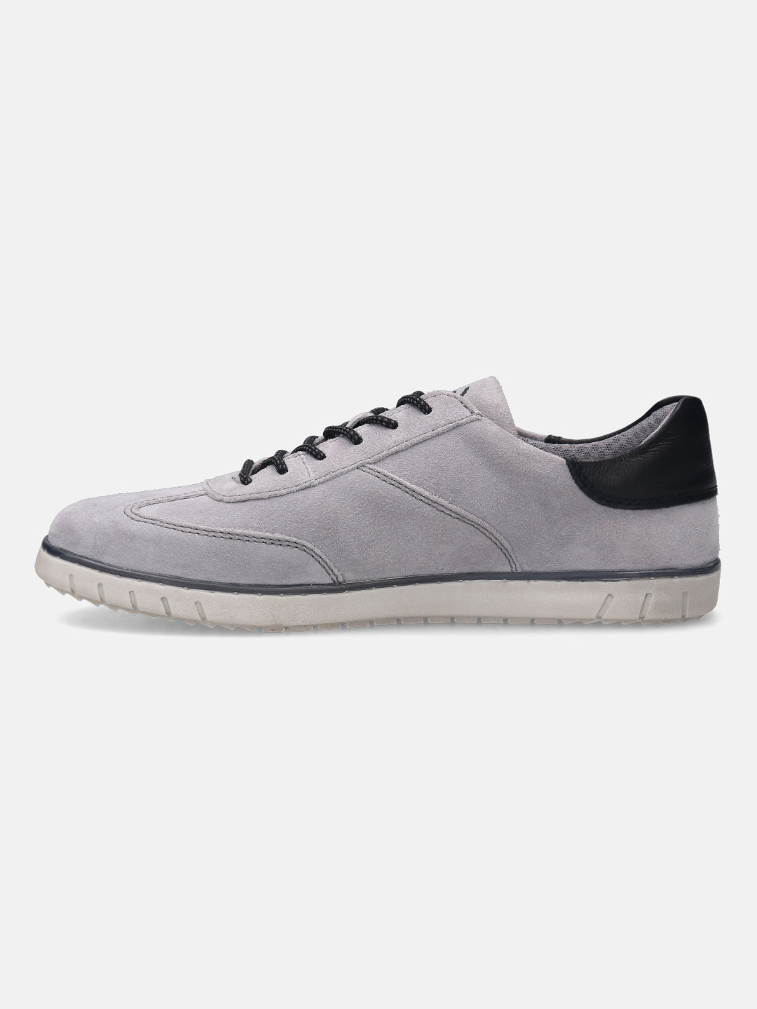 A grey Men's bugatti Sneakers featuring a round plain toe, zero heels heel. Made from suede leather with a durable tpr outsole, this laces design offers both style and comfort.