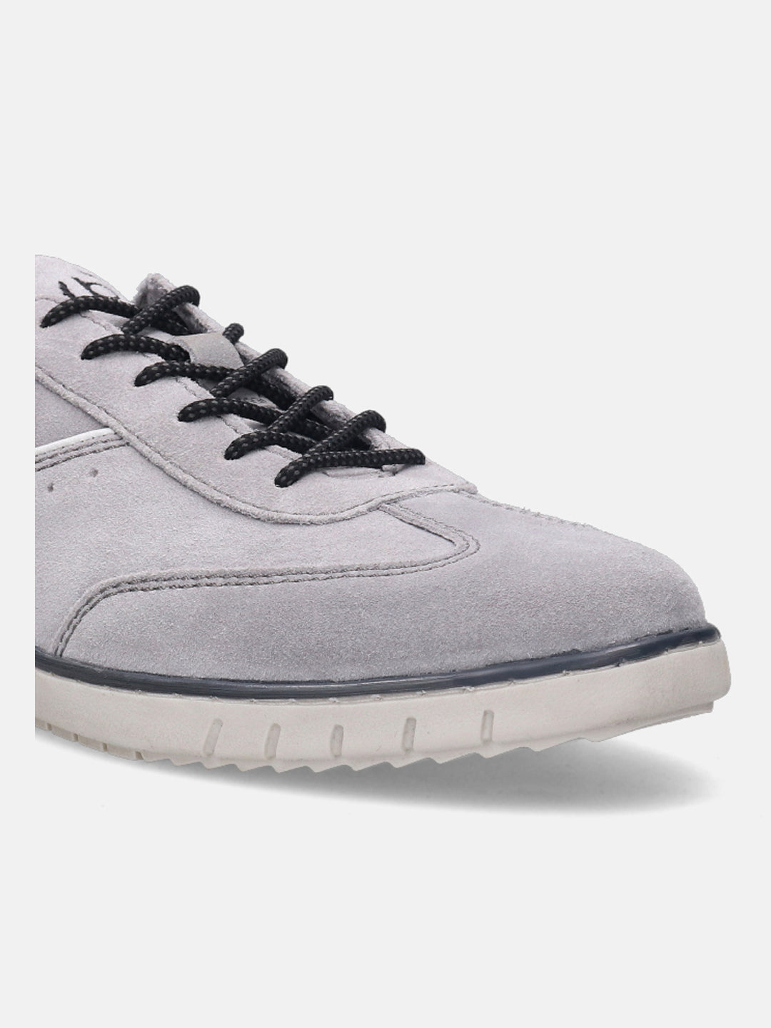 A grey Men's bugatti Sneakers featuring a round plain toe, zero heels heel. Made from suede leather with a durable tpr outsole, this laces design offers both style and comfort.