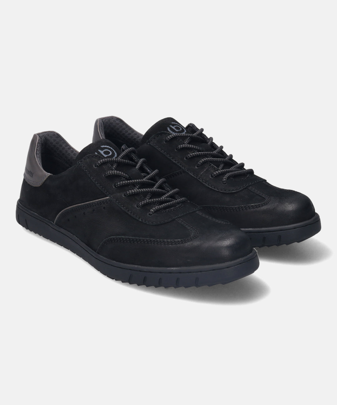 A black Men's bugatti Sneakers featuring a round plain toe, zero heels heel. Made from nubuck leather with a durable tpr outsole, this laces design offers both style and comfort.