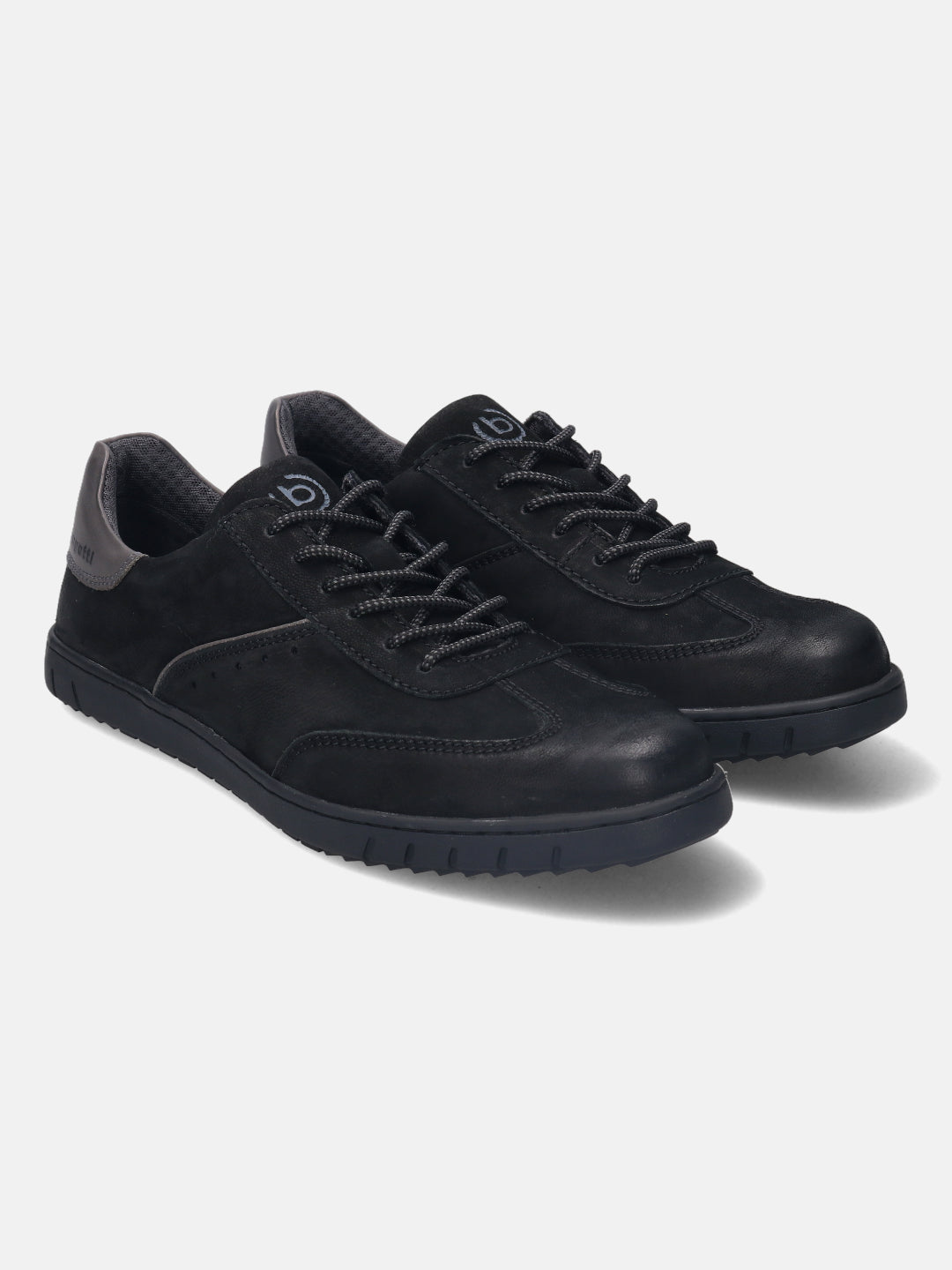 A black Men's bugatti Sneakers featuring a round plain toe, zero heels heel. Made from nubuck leather with a durable tpr outsole, this laces design offers both style and comfort.