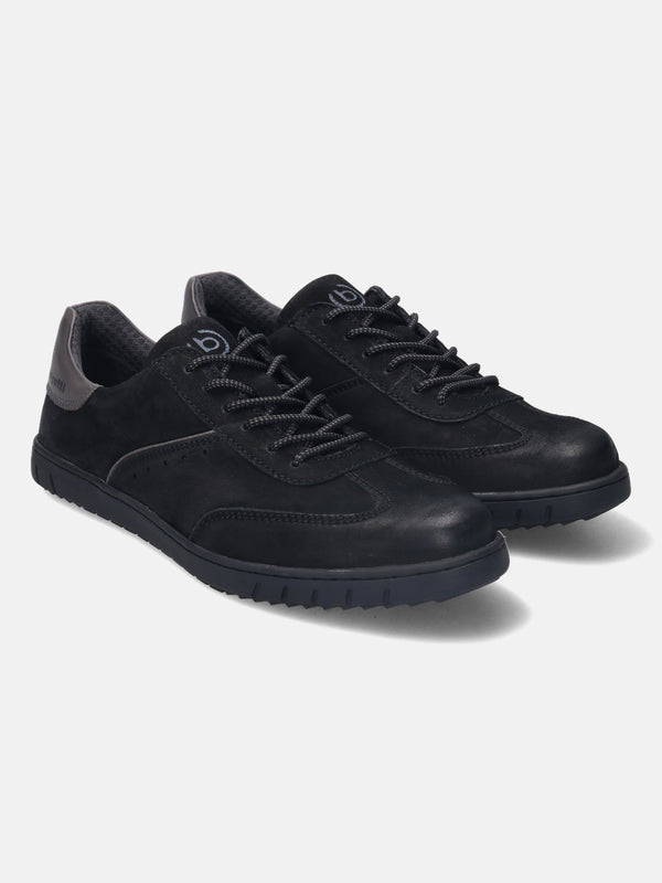 A black Men's bugatti Sneakers featuring a round plain toe, zero heels heel. Made from nubuck leather with a durable tpr outsole, this laces design offers both style and comfort.