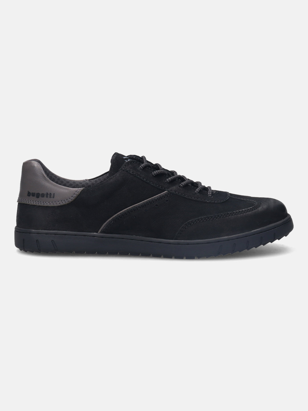A black Men's bugatti Sneakers featuring a round plain toe, zero heels heel. Made from nubuck leather with a durable tpr outsole, this laces design offers both style and comfort.