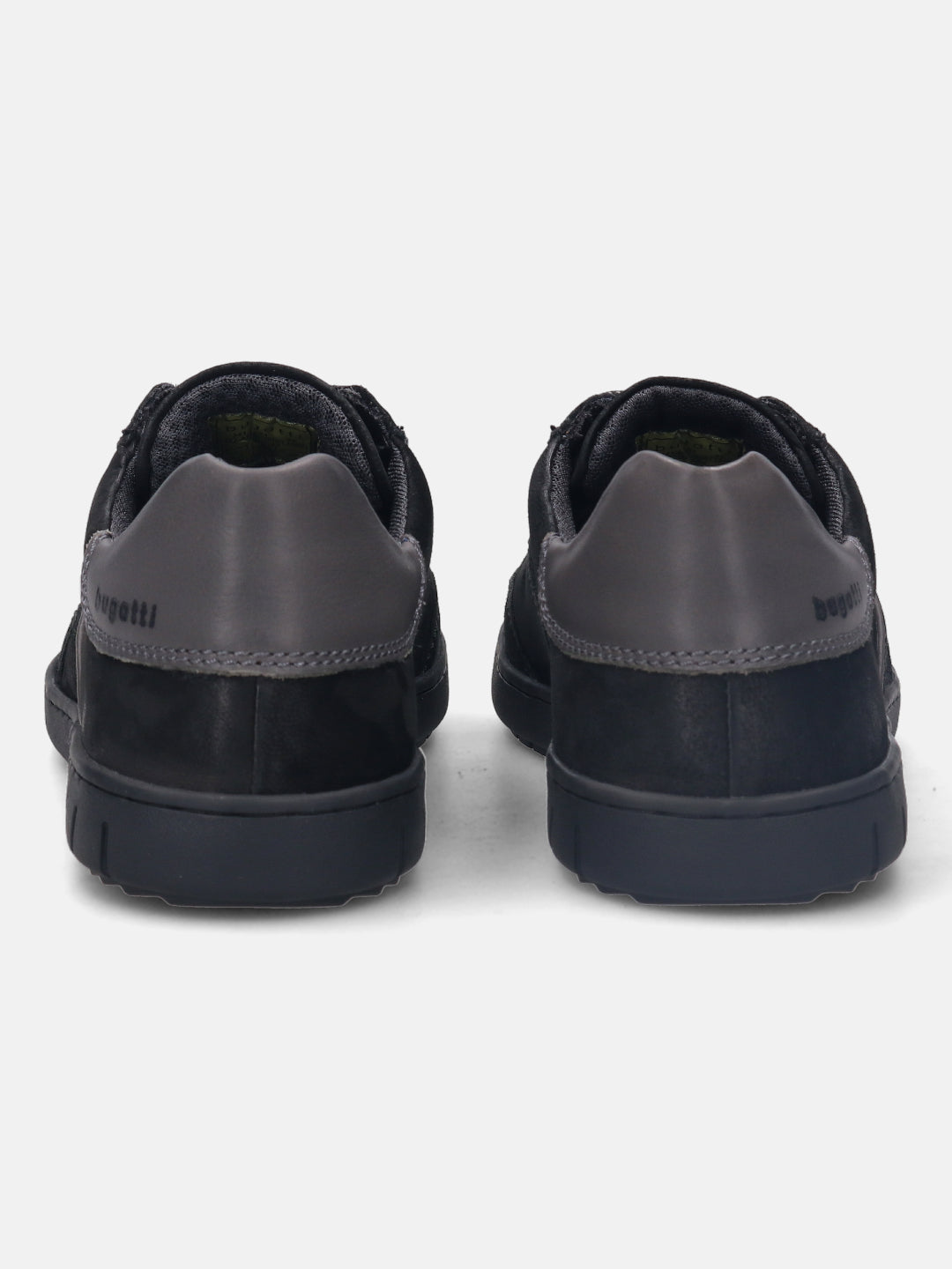 A black Men's bugatti Sneakers featuring a round plain toe, zero heels heel. Made from nubuck leather with a durable tpr outsole, this laces design offers both style and comfort.