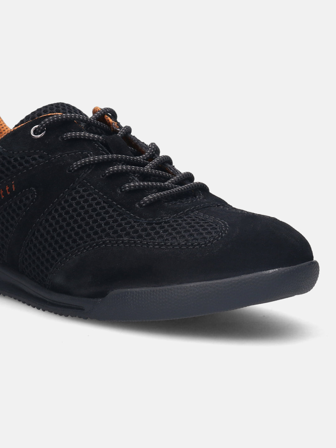 A black Men's bugatti Sneakers featuring a round plain toe, zero heels heel. Made from premium genuine leather with a durable tpr outsole, this laces design offers both style and comfort.