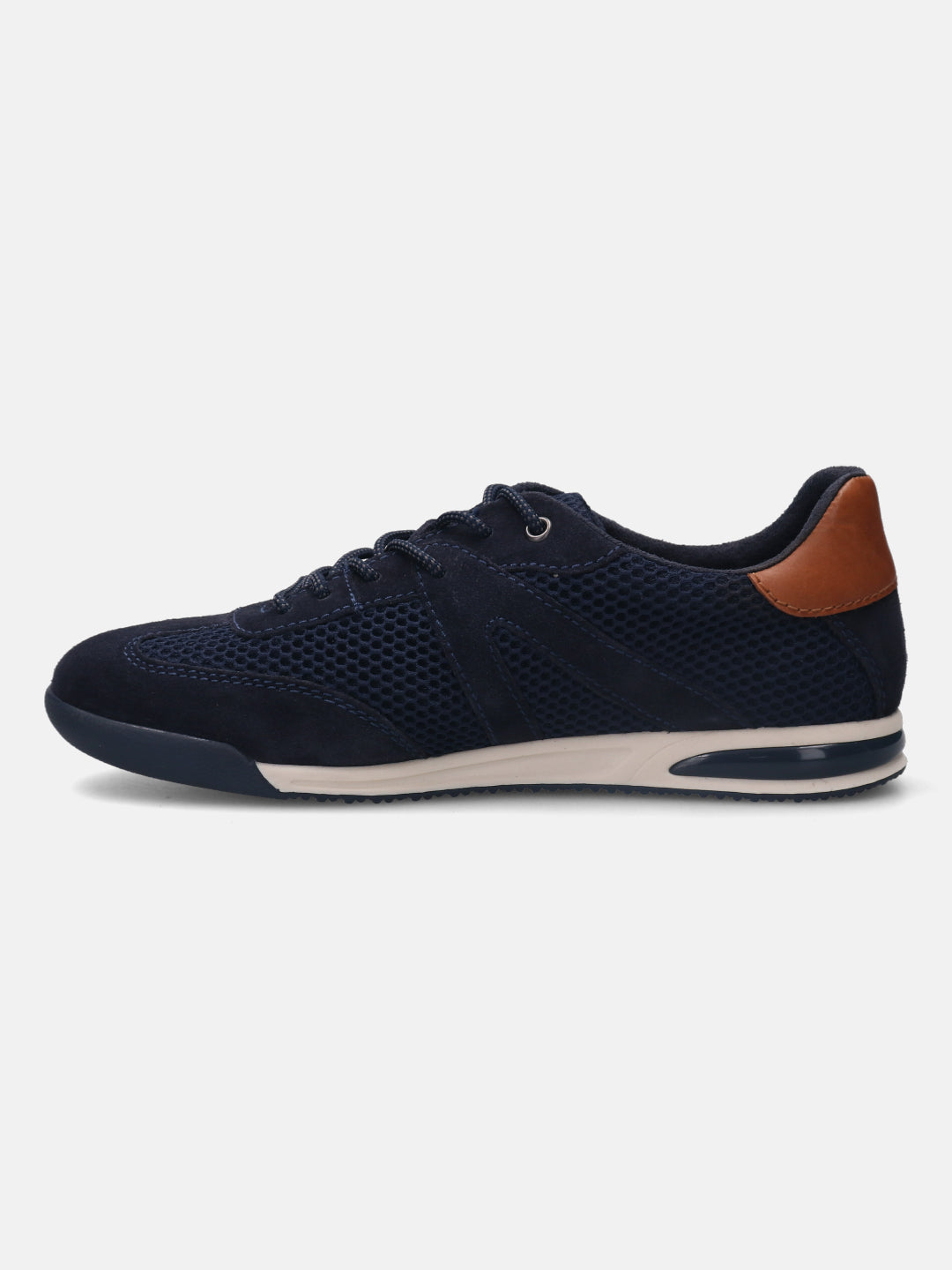 A blue Men's bugatti Sneakers featuring a round plain toe, zero heels heel. Made from premium genuine leather with a durable tpr outsole, this laces design offers both style and comfort.