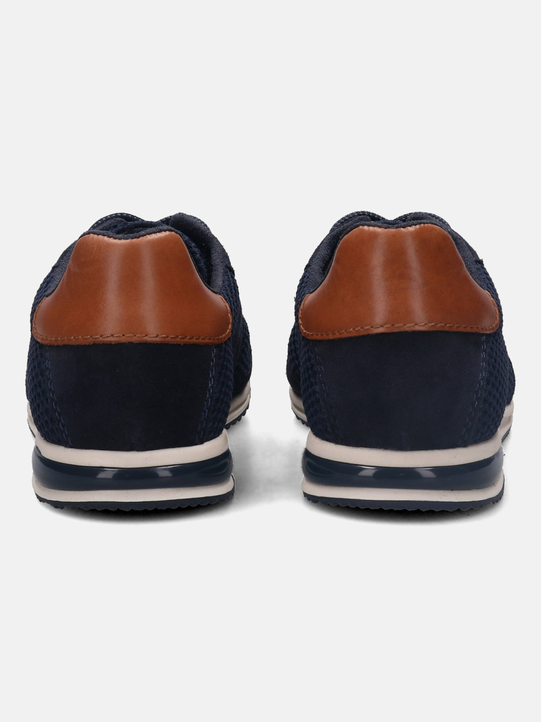 A blue Men's bugatti Sneakers featuring a round plain toe, zero heels heel. Made from premium genuine leather with a durable tpr outsole, this laces design offers both style and comfort.