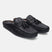 A black Men's bugatti Mules featuring a round plain toe, zero heels heel. Made from premium genuine leather with a durable tpr outsole, this slip-on design offers both style and comfort.