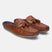 A cognac Men's bugatti  Mules featuring a square toe plain toe, zero heels heel. Made from premium genuine leather with a durable tpr outsole, this slip-on design offers both style and comfort.