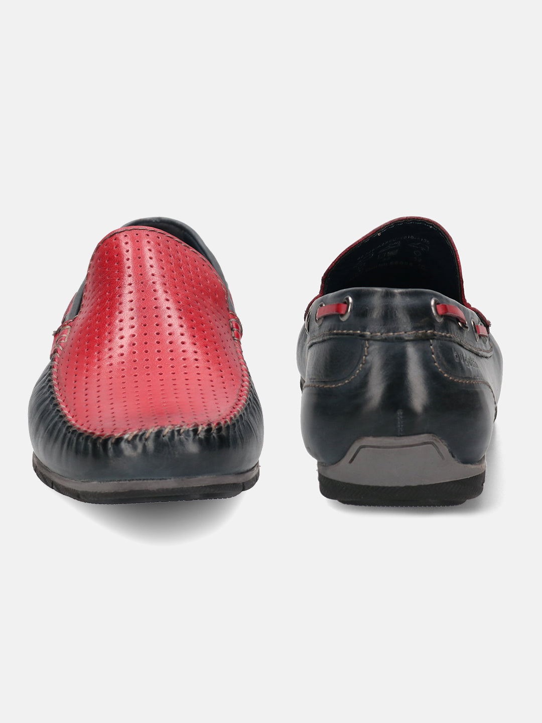 A blue Men's bugatti  Casual Loafers featuring a square toe apron toe, zero heels heel. Made from premium genuine leather with a durable tr outsole, this slip-on design offers both style and comfort.