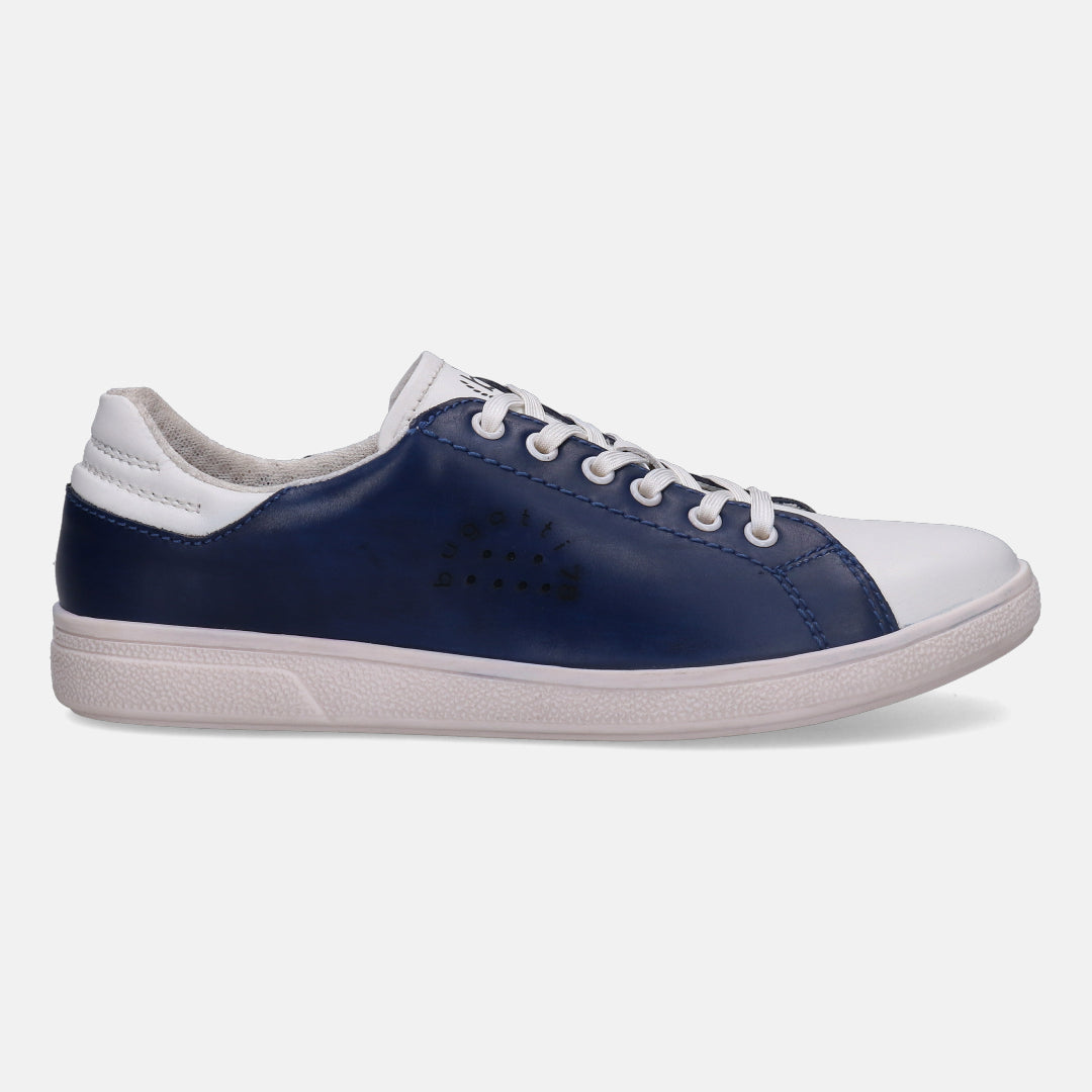 A white Men's bugatti  Sneakers featuring a round toe plain toe, zero heels heel, and a wide fit. Made from premium genuine leather with a durable tpr outsole, this laces design offers both style and comfort.