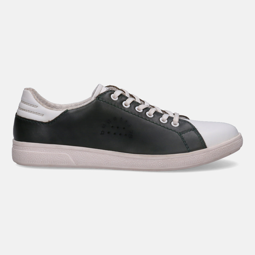 A white Men's bugatti  Sneakers featuring a round toe plain toe, zero heels heel, and a wide fit. Made from premium genuine leather with a durable tpr outsole, this laces design offers both style and comfort.