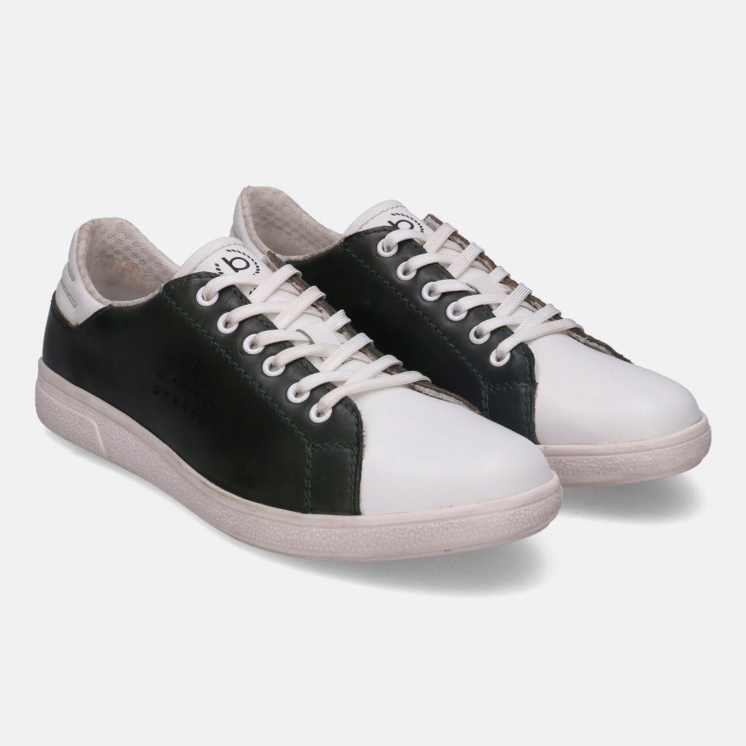 A white Men's bugatti  Sneakers featuring a round toe plain toe, zero heels heel, and a wide fit. Made from premium genuine leather with a durable tpr outsole, this laces design offers both style and comfort.