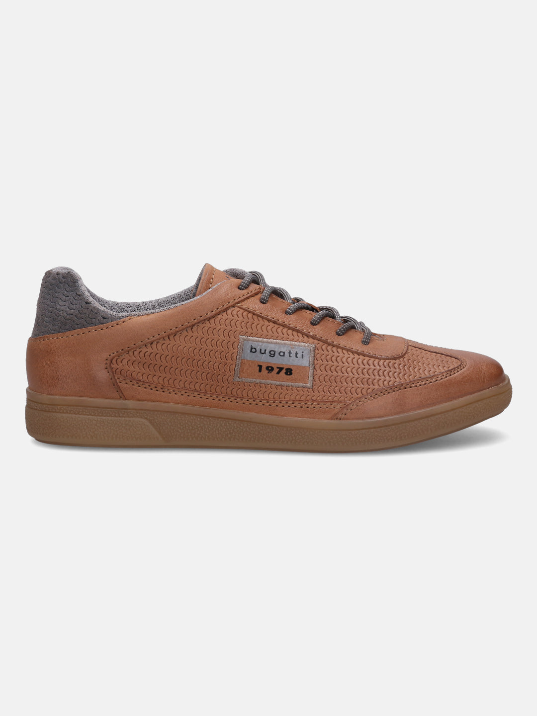 A cognac Men's bugatti  Sneakers featuring a round toe plain toe, zero heels heel, and a wide fit. Made from nubuck leather with a durable tpr outsole, this laces design offers both style and comfort.