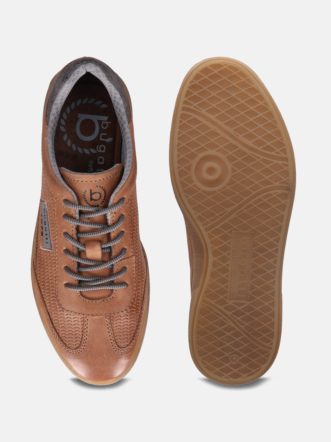 A cognac Men's bugatti  Sneakers featuring a round toe plain toe, zero heels heel, and a wide fit. Made from nubuck leather with a durable tpr outsole, this laces design offers both style and comfort.