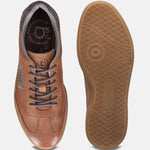 A cognac Men's bugatti  Sneakers featuring a round toe plain toe, zero heels heel, and a wide fit. Made from nubuck leather with a durable tpr outsole, this laces design offers both style and comfort.
