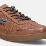 A cognac Men's bugatti  Sneakers featuring a round toe plain toe, zero heels heel, and a wide fit. Made from nubuck leather with a durable tpr outsole, this laces design offers both style and comfort.