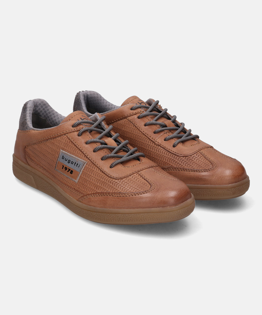 A cognac Men's bugatti  Sneakers featuring a round toe plain toe, zero heels heel, and a wide fit. Made from nubuck leather with a durable tpr outsole, this laces design offers both style and comfort.