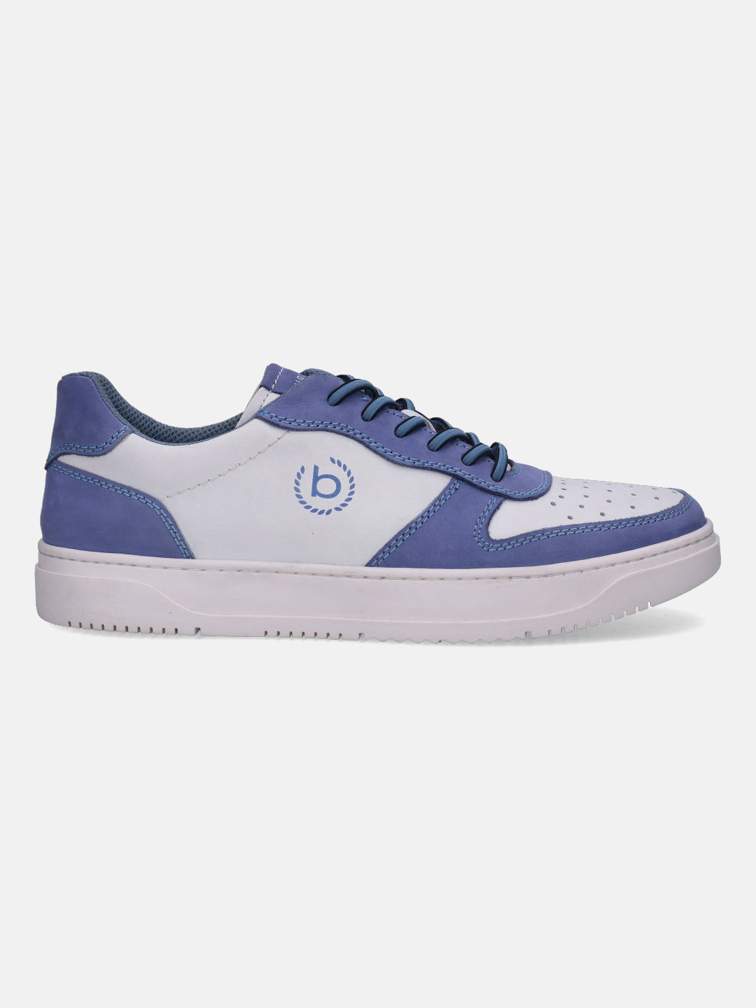 A blue Men's bugatti  Sneakers featuring a round toe plain toe, zero heels heel, and a wide fit. Made from premium genuine leather with a durable tpr outsole, this laces design offers both style and comfort.