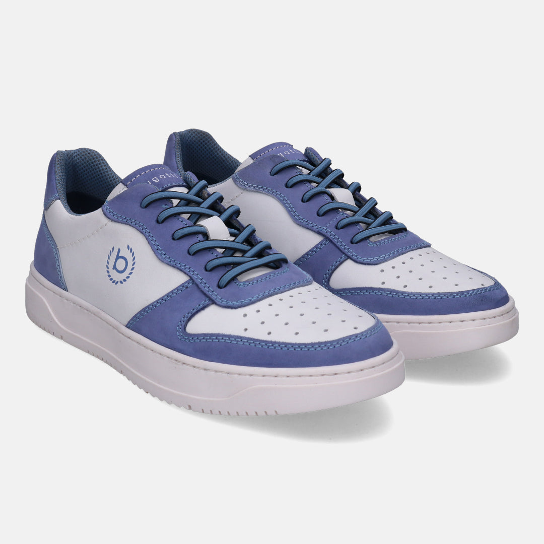 A blue Men's bugatti  Sneakers featuring a round toe plain toe, zero heels heel, and a wide fit. Made from premium genuine leather with a durable tpr outsole, this laces design offers both style and comfort.