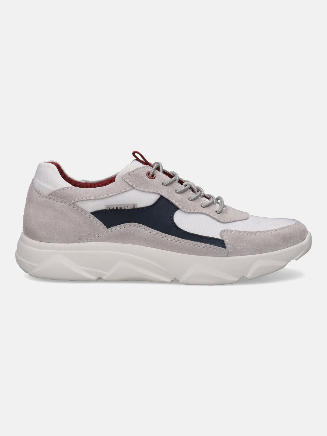 A white Men's bugatti Sneakers featuring a round plain toe, zero heels heel. Made from suede leather with a durable eva outsole, this laces design offers both style and comfort.
