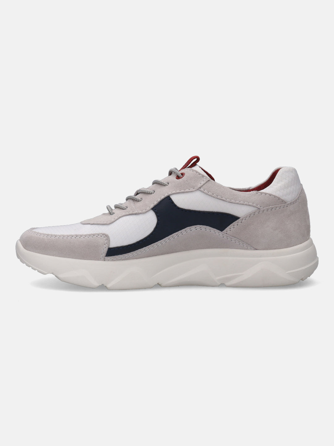 A white Men's bugatti Sneakers featuring a round plain toe, zero heels heel. Made from suede leather with a durable eva outsole, this laces design offers both style and comfort.