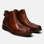 A cognac Men's bugatti  Chelsea Boots featuring a pointed toe toe cap, stacked heel. Made from premium genuine leather with a durable tpr outsole, this elastic design offers both style and comfort.