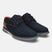 A blue Men's bugatti Derby featuring a pointed plain toe, zero heels heel, and a wide fit. Made from textile with a durable tpr outsole, this laces design offers both style and comfort.