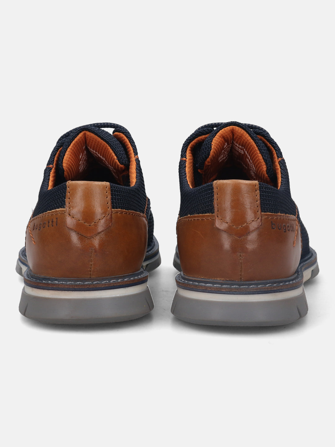 A blue Men's bugatti Derby featuring a pointed plain toe, zero heels heel, and a wide fit. Made from textile with a durable tpr outsole, this laces design offers both style and comfort.