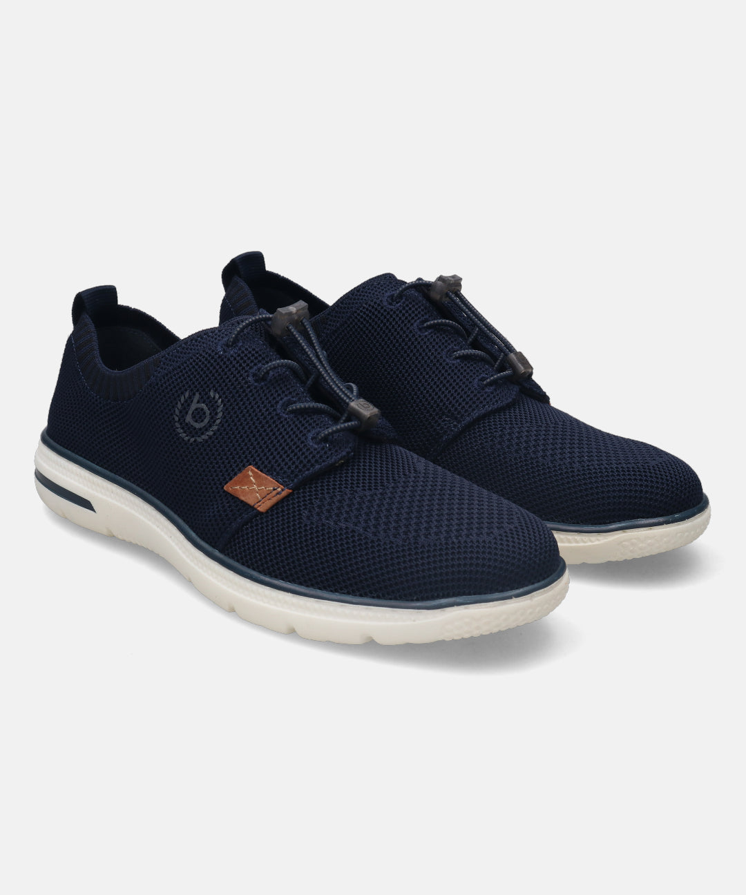 A blue Men's bugatti Casuals Shoes featuring a round plain toe, zero heels heel, and a wide fit. Made from textile with a durable synthetic outsole, this laces design offers both style and comfort.