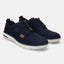 A blue Men's bugatti Casuals Shoes featuring a round plain toe, zero heels heel, and a wide fit. Made from textile with a durable synthetic outsole, this laces design offers both style and comfort.