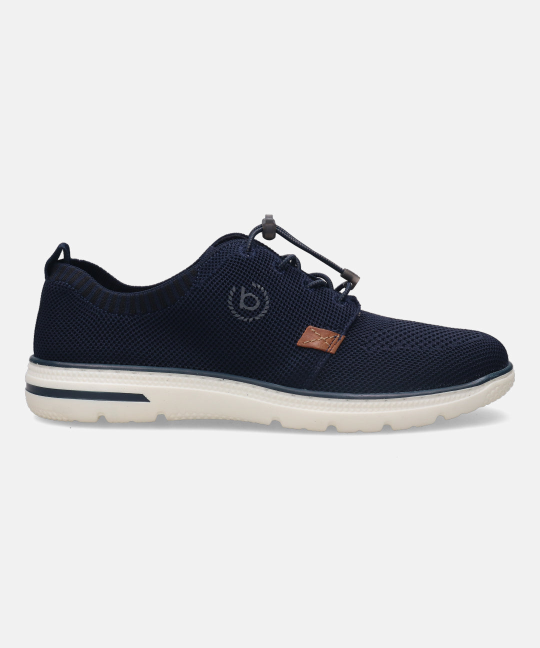 A blue Men's bugatti Casuals Shoes featuring a round plain toe, zero heels heel, and a wide fit. Made from textile with a durable synthetic outsole, this laces design offers both style and comfort.