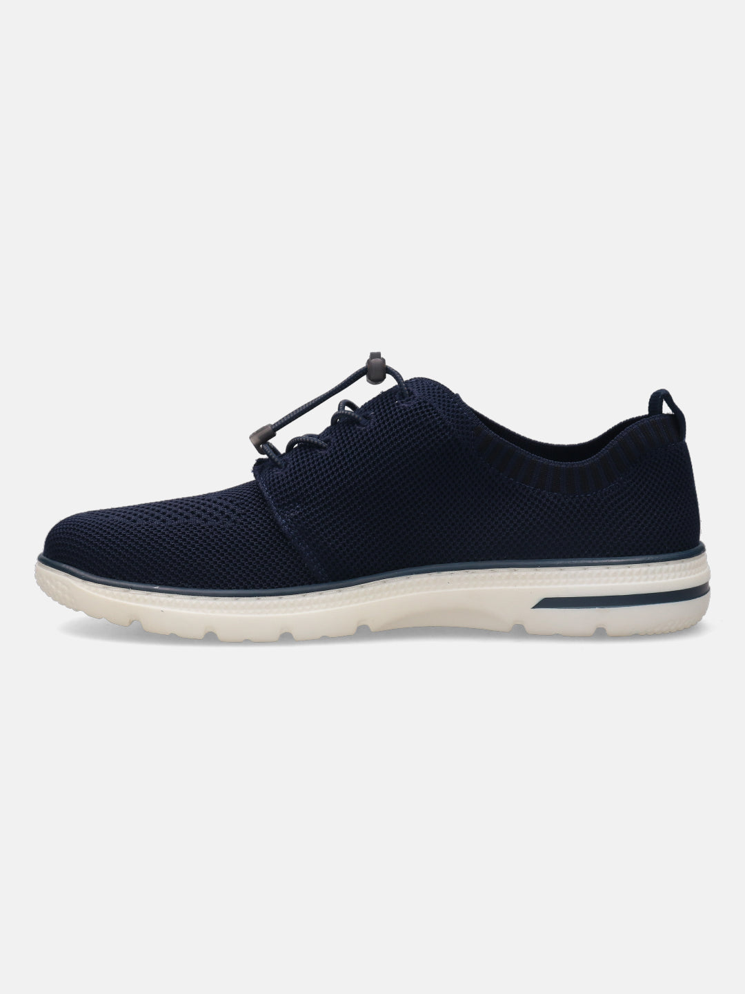 A blue Men's bugatti Casuals Shoes featuring a round plain toe, zero heels heel, and a wide fit. Made from textile with a durable synthetic outsole, this laces design offers both style and comfort.