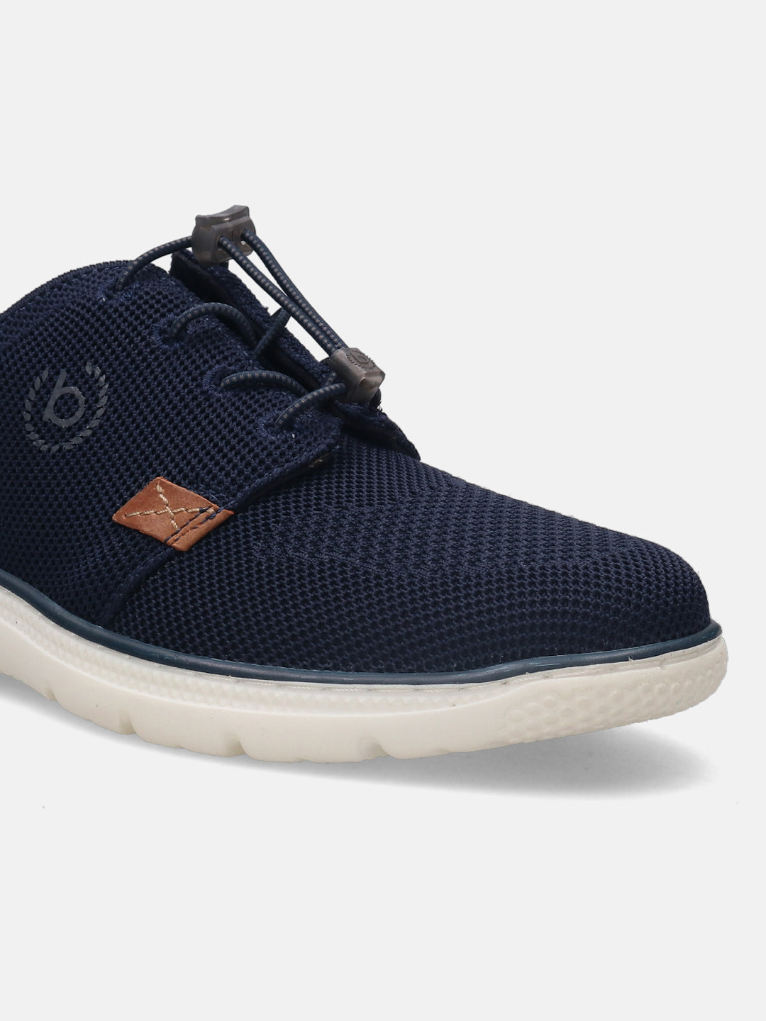 A blue Men's bugatti Casuals Shoes featuring a round plain toe, zero heels heel, and a wide fit. Made from textile with a durable synthetic outsole, this laces design offers both style and comfort.