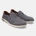 A grey Men's bugatti Casual Loafers featuring a round plain toe, zero heels heel, and a wide fit. Made from textile with a durable synthetic outsole, this slip-on design offers both style and comfort.