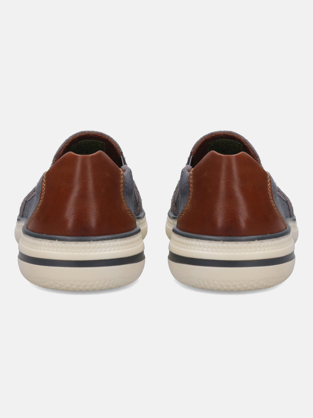 A grey Men's bugatti Casual Loafers featuring a round plain toe, zero heels heel, and a wide fit. Made from textile with a durable synthetic outsole, this slip-on design offers both style and comfort.