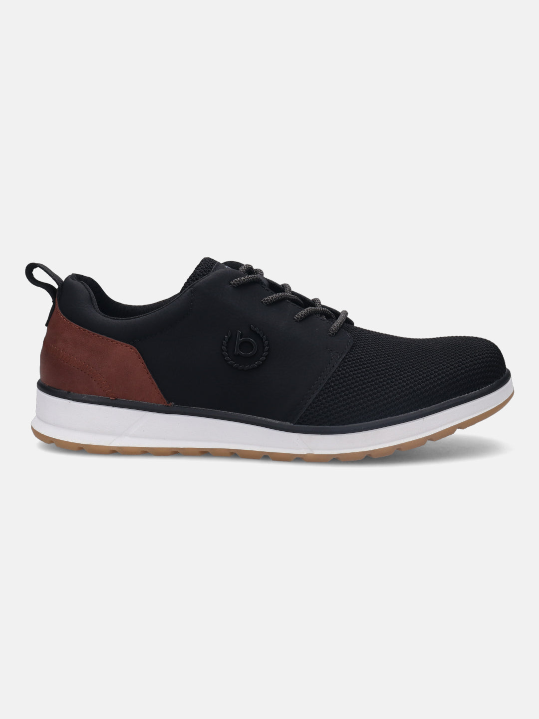 A black Men's bugatti Casuals Shoes featuring a round plain toe, zero heels heel. Made from textile with a durable tpr outsole, this laces design offers both style and comfort.