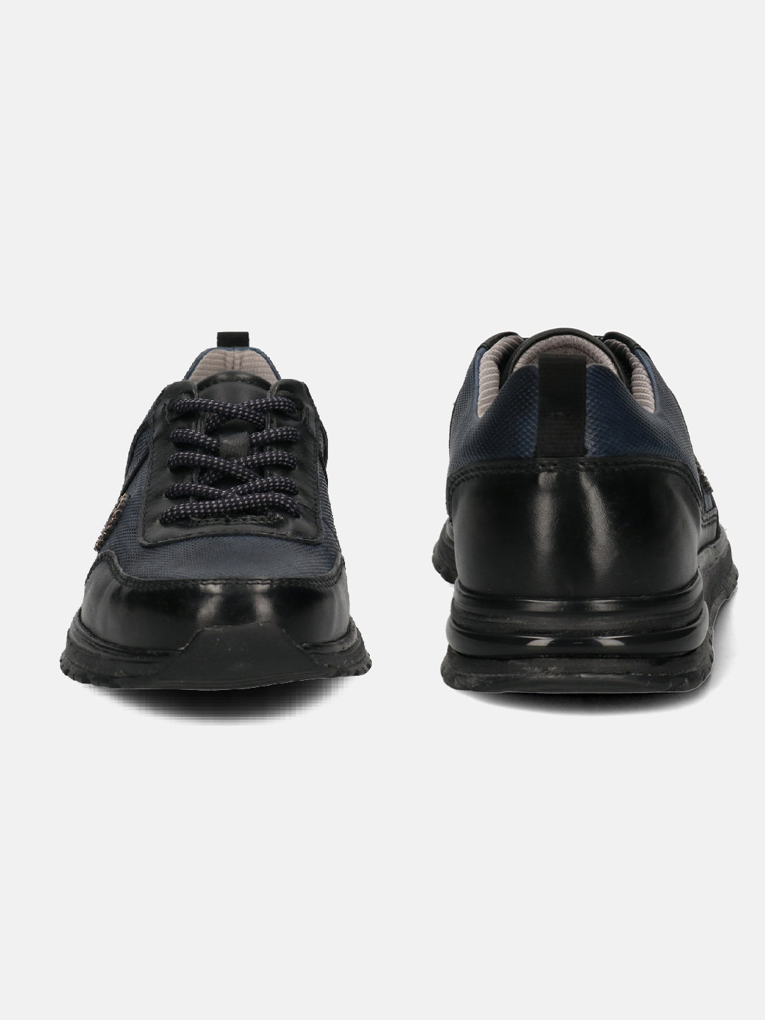 A black Men's bugatti  Sneakers featuring a round toe plain toe, zero heels heel. Made from premium genuine leather with a durable tpr outsole, this laces design offers both style and comfort.