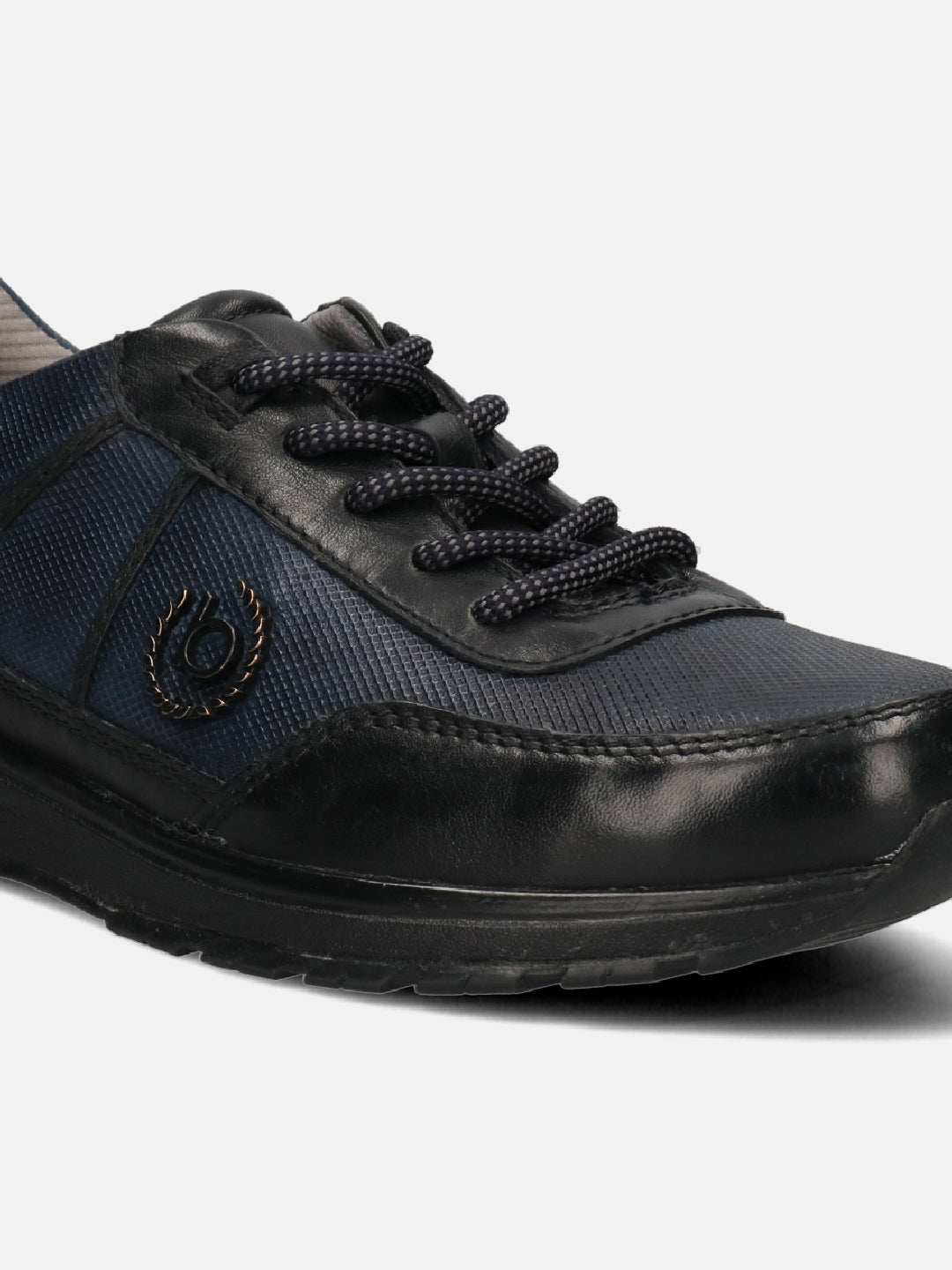 A black Men's bugatti  Sneakers featuring a round toe plain toe, zero heels heel. Made from premium genuine leather with a durable tpr outsole, this laces design offers both style and comfort.