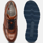 A cognac Men's bugatti  Sneakers featuring a round toe plain toe, zero heels heel. Made from premium genuine leather with a durable tpr outsole, this laces design offers both style and comfort.