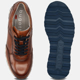 A cognac Men's bugatti  Sneakers featuring a round toe plain toe, zero heels heel. Made from premium genuine leather with a durable tpr outsole, this laces design offers both style and comfort.