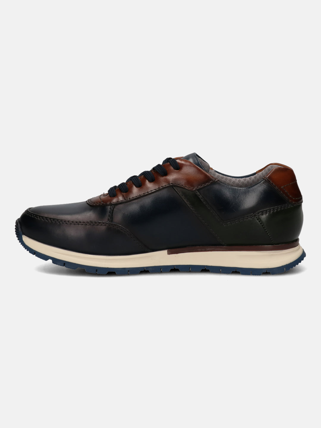 A blue Men's bugatti  Sneakers featuring a round toe plain toe, zero heels heel. Made from premium genuine leather with a durable tpr outsole, this laces design offers both style and comfort.