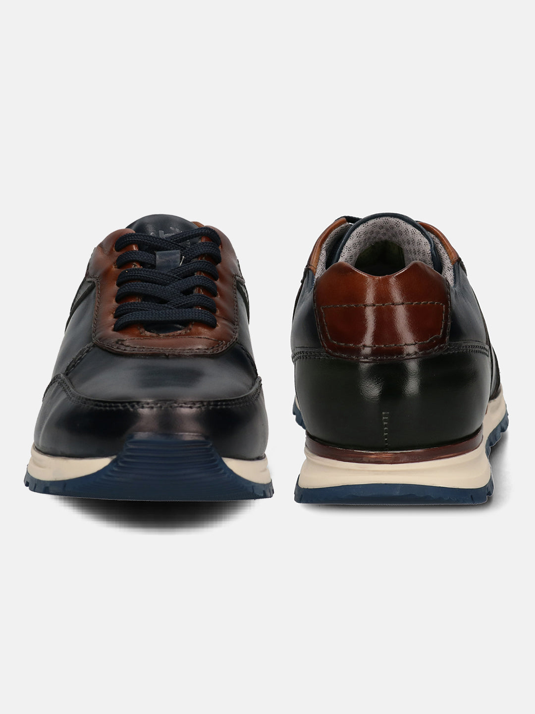 A blue Men's bugatti  Sneakers featuring a round toe plain toe, zero heels heel. Made from premium genuine leather with a durable tpr outsole, this laces design offers both style and comfort.