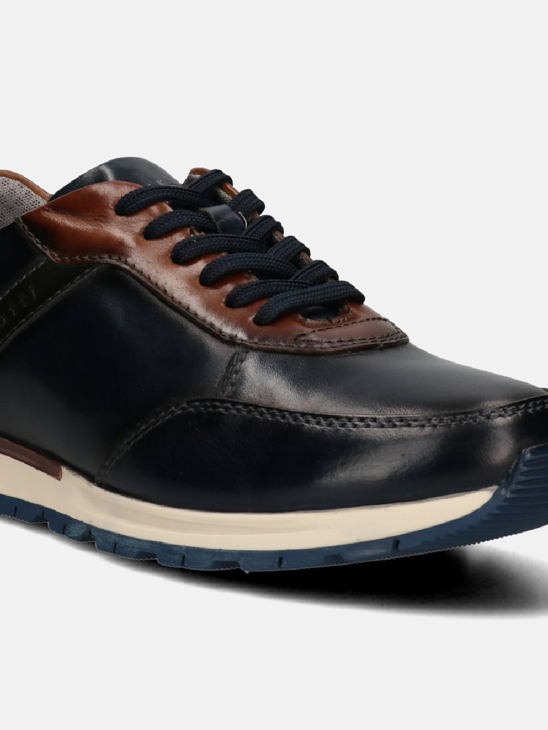 A blue Men's bugatti  Sneakers featuring a round toe plain toe, zero heels heel. Made from premium genuine leather with a durable tpr outsole, this laces design offers both style and comfort.