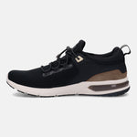 A black Men's bugatti  Athileisure Sneakers featuring a round toe plain toe, zero heels heel. Made from textile with a durable eva outsole, this easy lace design offers both style and comfort.