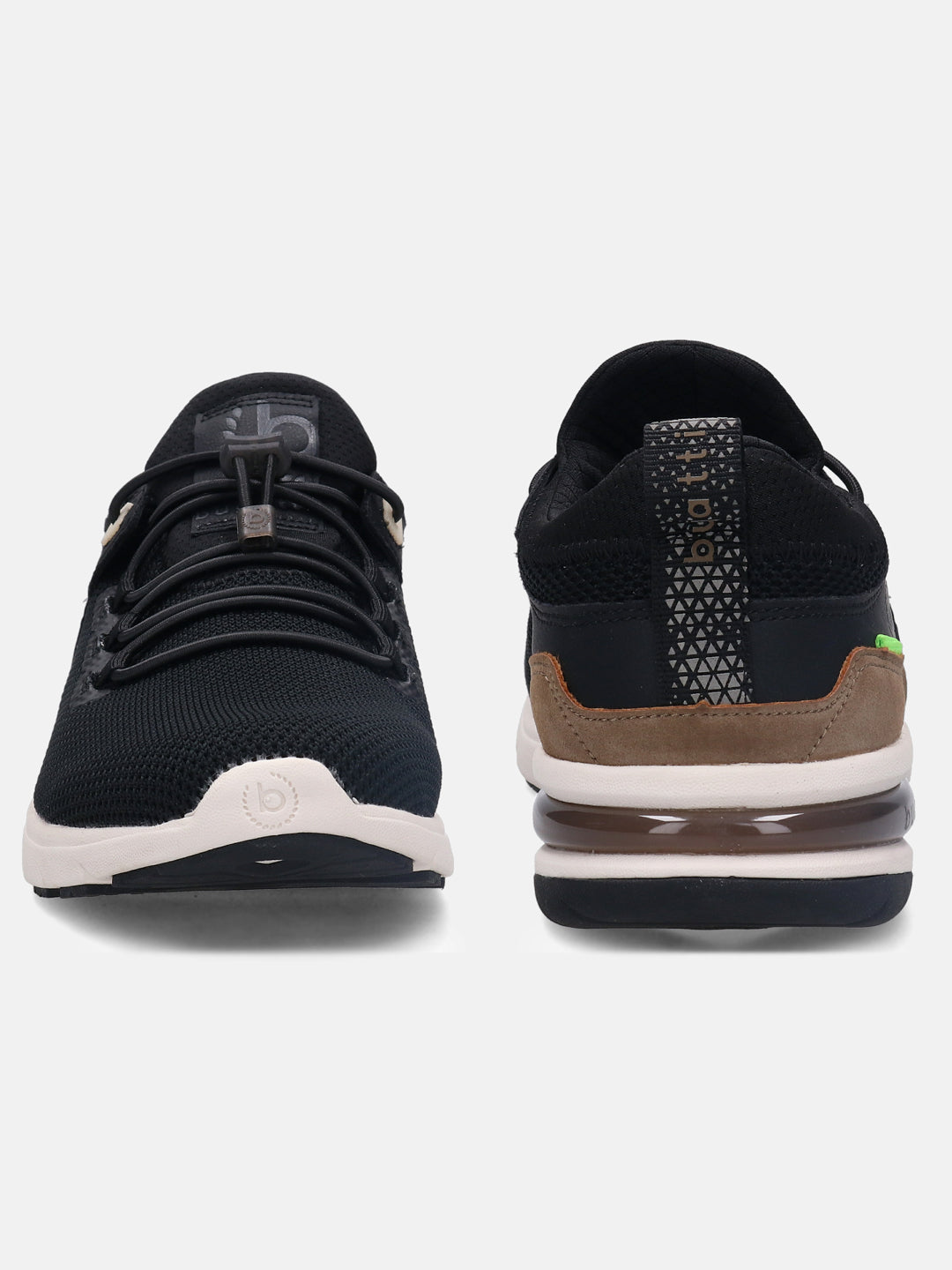 A black Men's bugatti  Athileisure Sneakers featuring a round toe plain toe, zero heels heel. Made from textile with a durable eva outsole, this easy lace design offers both style and comfort.