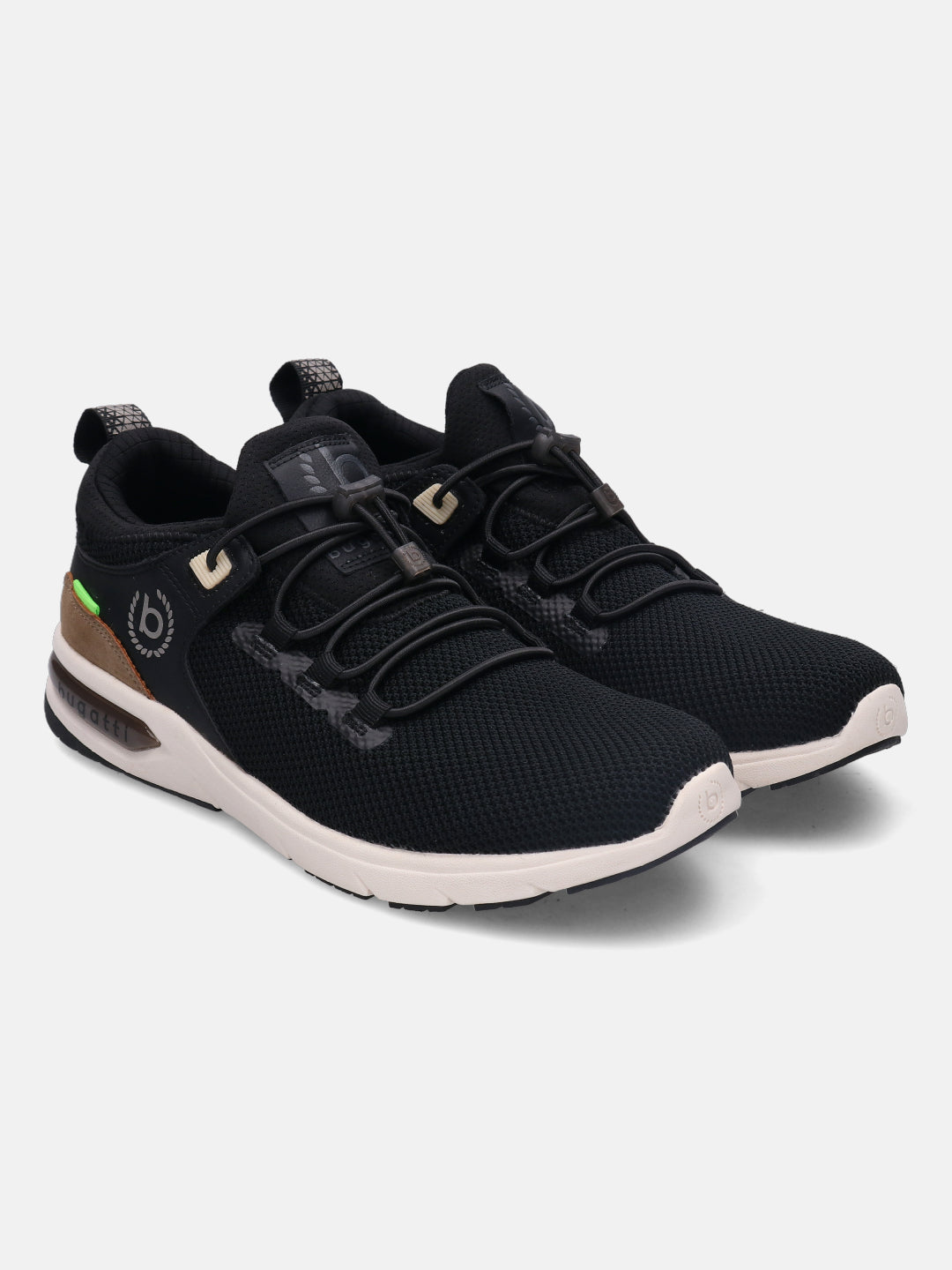 A black Men's bugatti  Athileisure Sneakers featuring a round toe plain toe, zero heels heel. Made from textile with a durable eva outsole, this easy lace design offers both style and comfort.