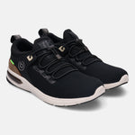 A black Men's bugatti  Athileisure Sneakers featuring a round toe plain toe, zero heels heel. Made from textile with a durable eva outsole, this easy lace design offers both style and comfort.