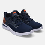 A blue Men's bugatti Athileisure Sneakers featuring a round plain toe, zero heels heel. Made from textile with a durable eva outsole, this laces design offers both style and comfort.