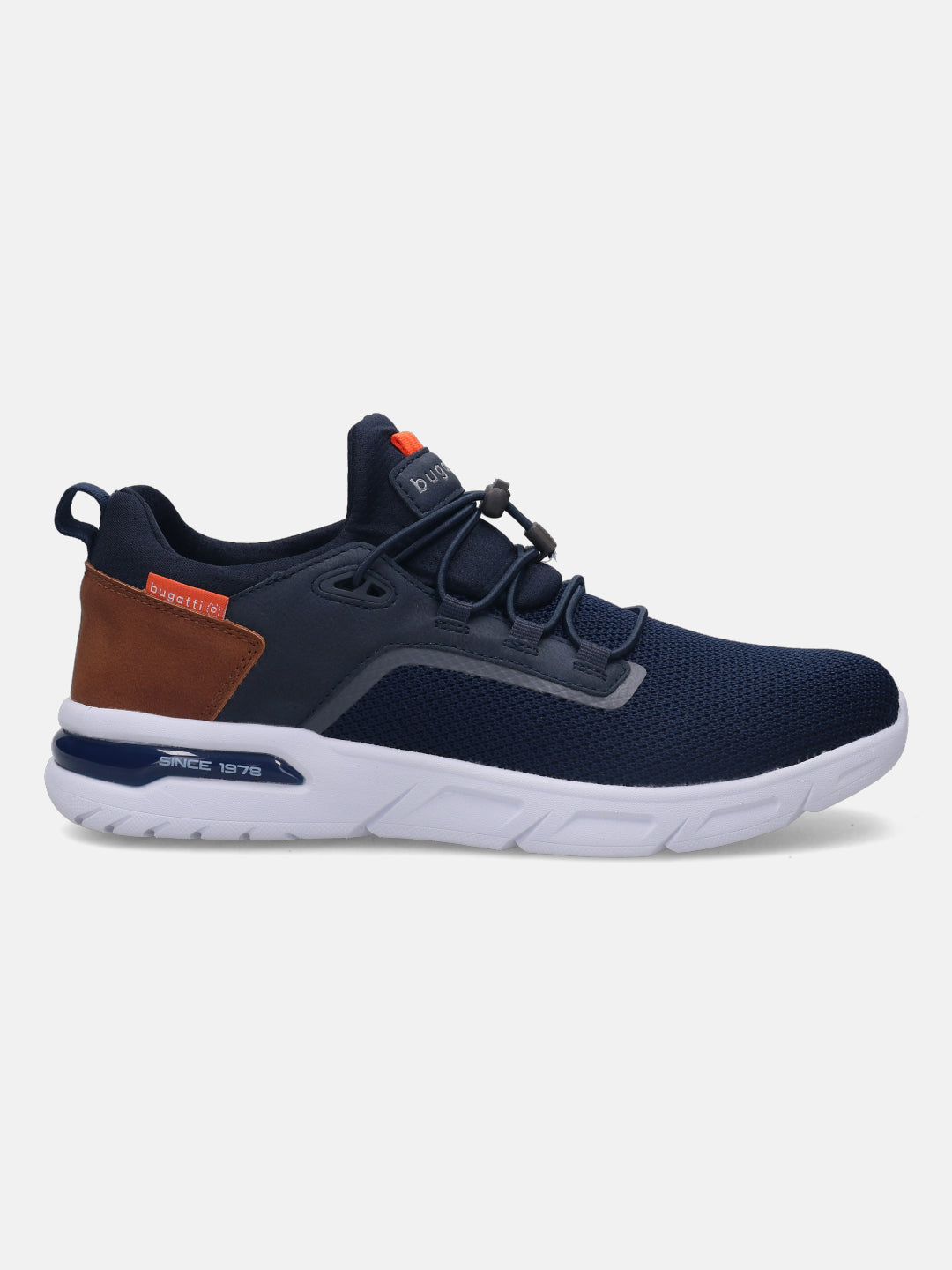 A blue Men's bugatti Athileisure Sneakers featuring a round plain toe, zero heels heel. Made from textile with a durable eva outsole, this laces design offers both style and comfort.
